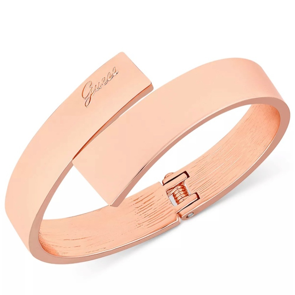 GUESS Rose Gold-Tone Hinged Bangle Bracelet